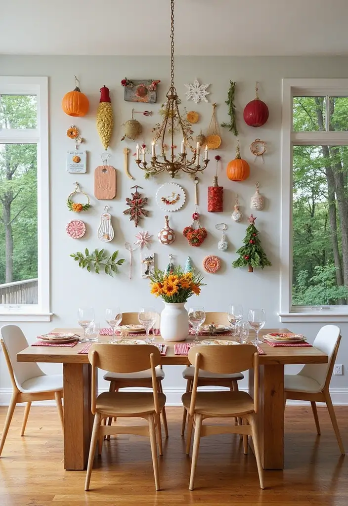 27+ Dining Room Accent Wall Inspirations That Stand Out - 27. Seasonal Accent Wall Switch-Ups
