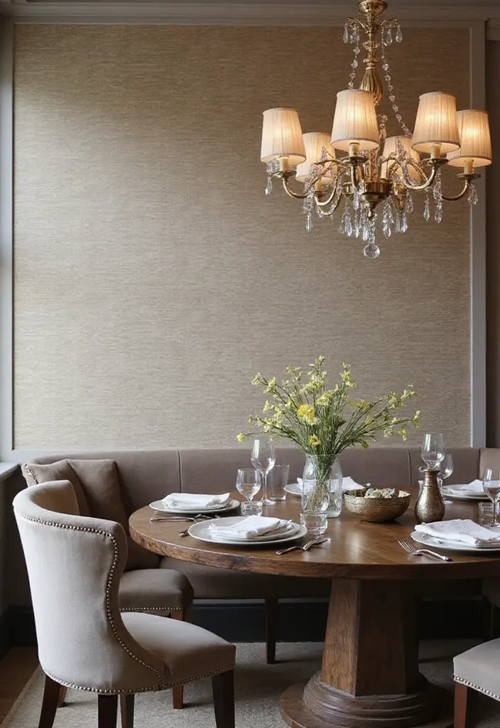 27+ Dining Room Accent Wall Inspirations That Stand Out - 3. Exquisite Textured Wallpaper