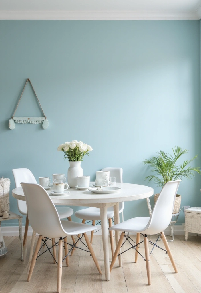 27+ Dining Room Accent Wall Inspirations That Stand Out - 5. Calming Pastel Shades