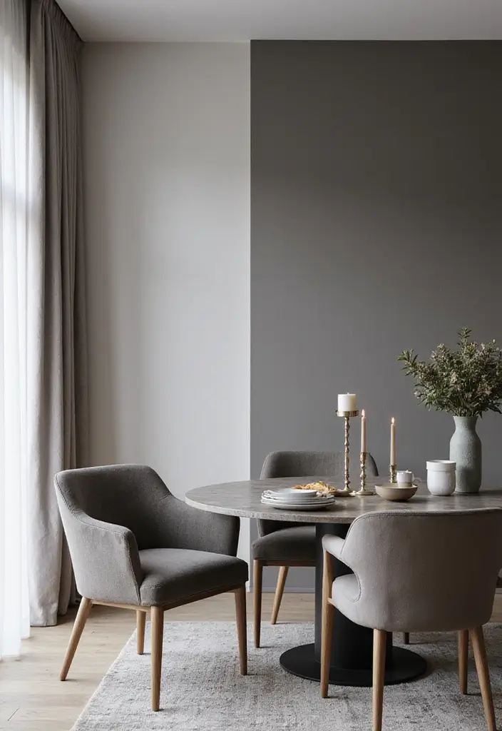 27+ Dining Room Accent Wall Inspirations That Stand Out - 8. Monochromatic Magic