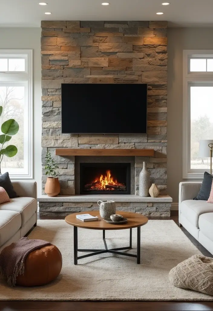 27+ Fireplace TV Wall Inspirations That Look Luxurious - 18. Modern Farmhouse Style