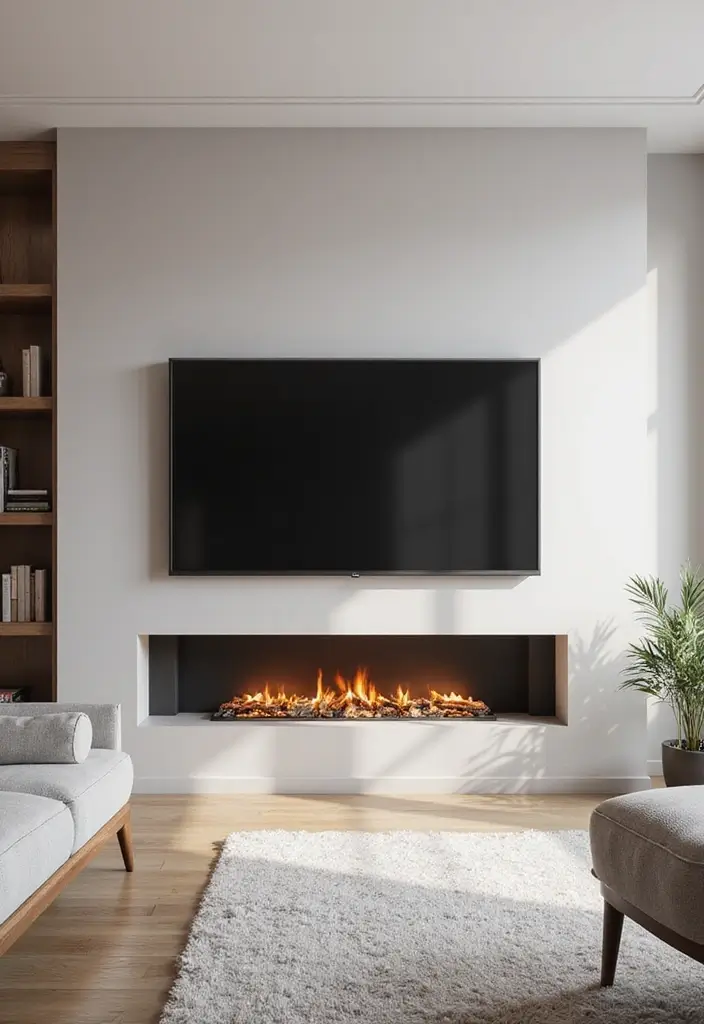 27+ Fireplace TV Wall Inspirations That Look Luxurious - 26. Minimalist Wall-Mounted Solutions