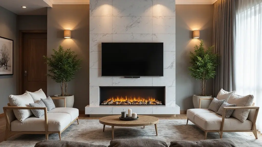 27+ Fireplace TV Wall Inspirations That Look Luxurious