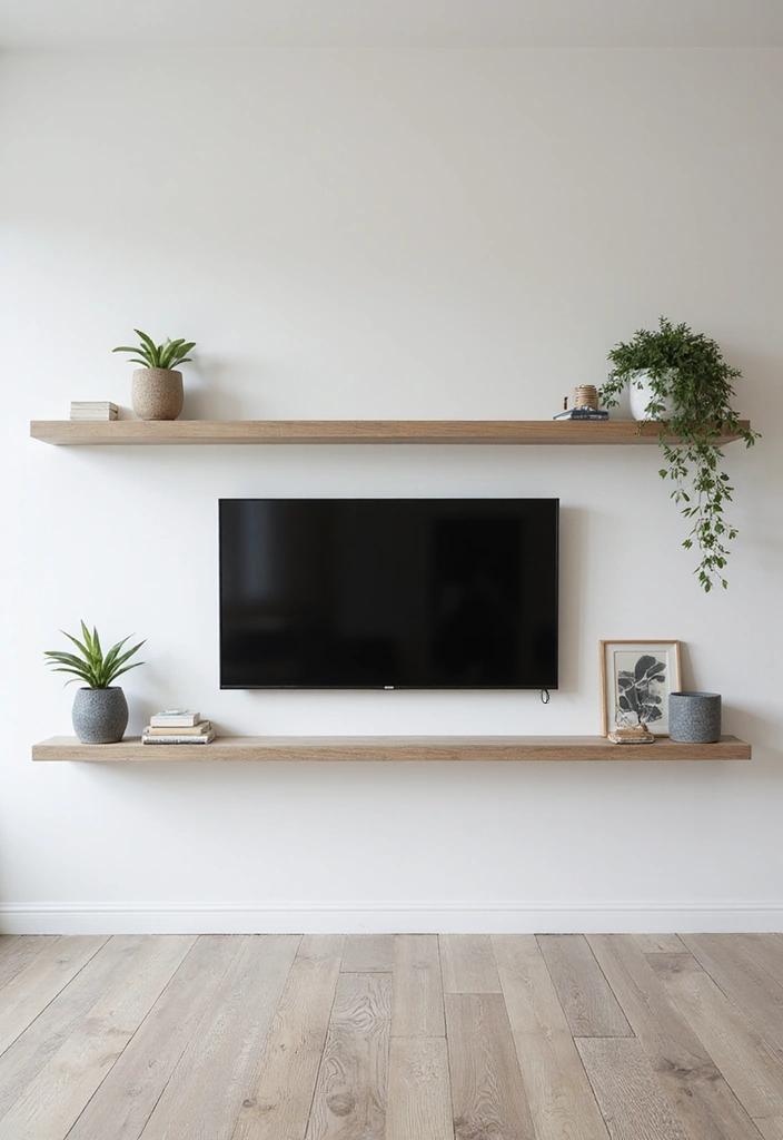 27+ Television Wall Ideas That Instantly Upgrade Your Living Room - 1. Floating Shelves for a Clean Look