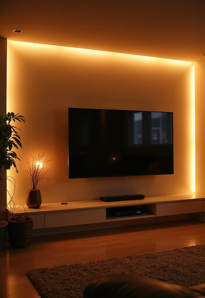 27+ Television Wall Ideas That Instantly Upgrade Your Living Room - 10. Integrated Lighting Effects