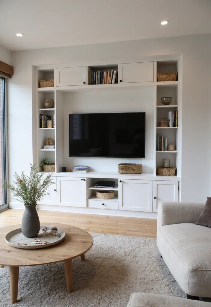 27+ Television Wall Ideas That Instantly Upgrade Your Living Room - 14. Smart Storage Solutions