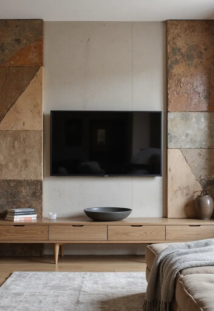 27+ Television Wall Ideas That Instantly Upgrade Your Living Room - 2. Artful Wall Panels