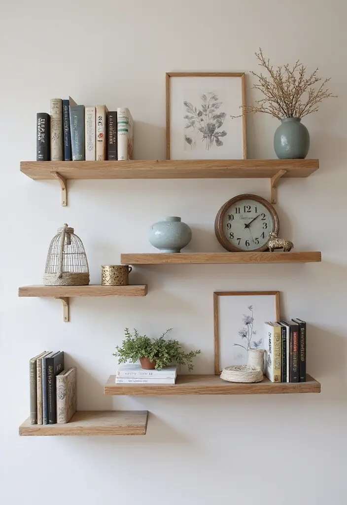27+ Unique Wall Decor Ideas That Feel One-of-a-Kind - 17. Floating Shelves with Style