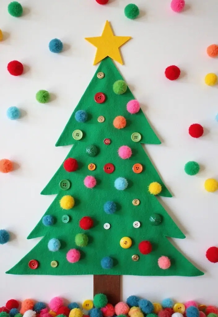 27+ Wall Christmas Tree Ideas for Festive Homes - 2. Felt Christmas Tree