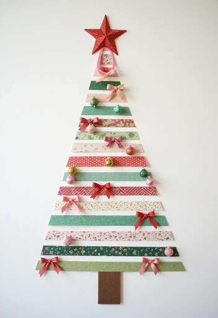 27+ Wall Christmas Tree Ideas for Festive Homes - 3. Washi Tape Christmas Tree