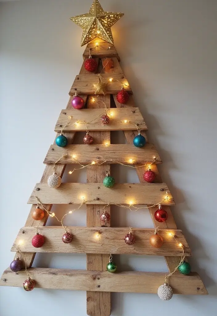 27+ Wall Christmas Tree Ideas for Festive Homes - 7. Wooden Pallet Tree