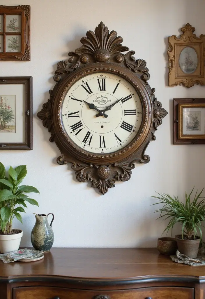 27+ Wall Decor Ideas to Refresh Your Home Instantly 3 27+ Wall Decor Ideas to Refresh Your Home Instantly - 3. Antique Wall Clocks as Focal Points