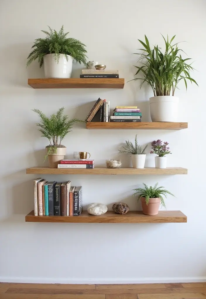 27+ Wall Design Ideas That Add Personality to Your Home - 11. Floating Shelves for Display