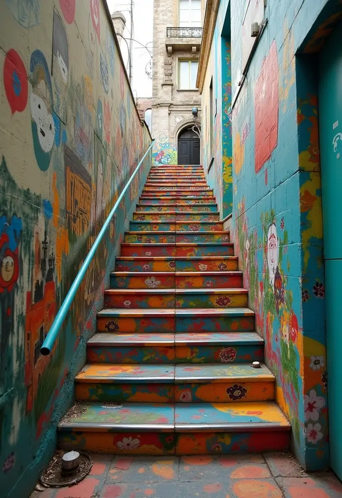 27+ Wall Design Ideas That Add Personality to Your Home - 14. Colorful Staircase Walls