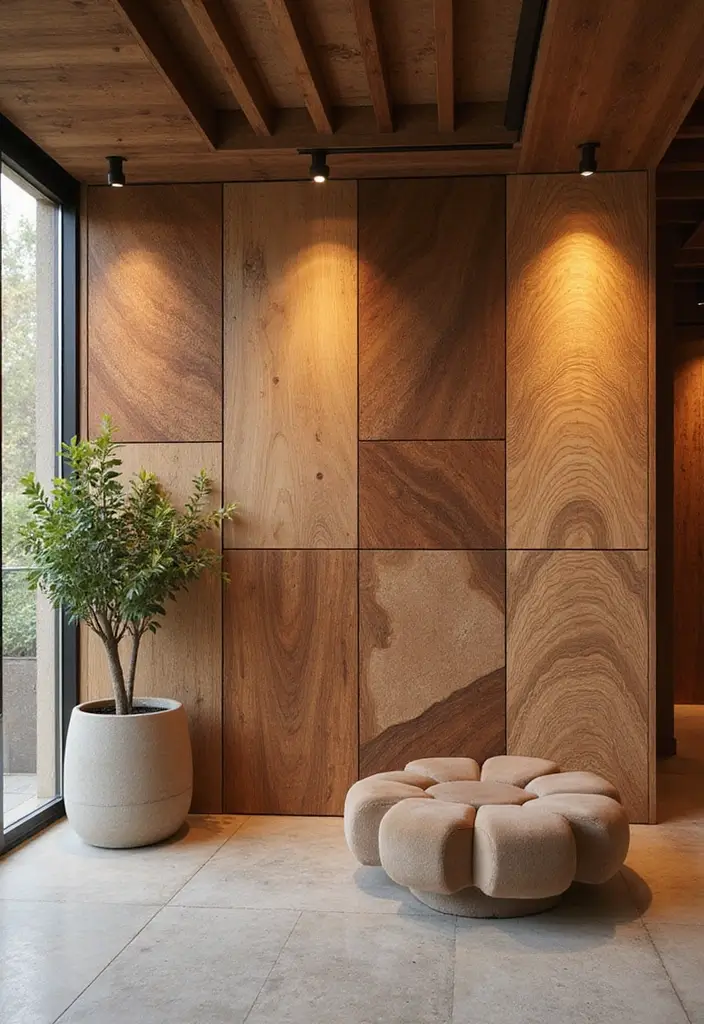 27+ Wall Design Ideas That Add Personality to Your Home - 21. Artistic Wood Wall Panels