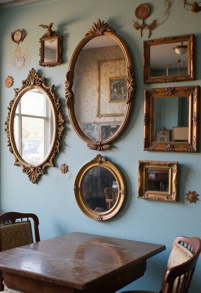 27+ Wall Design Ideas That Add Personality to Your Home - 6. Vintage Mirrors