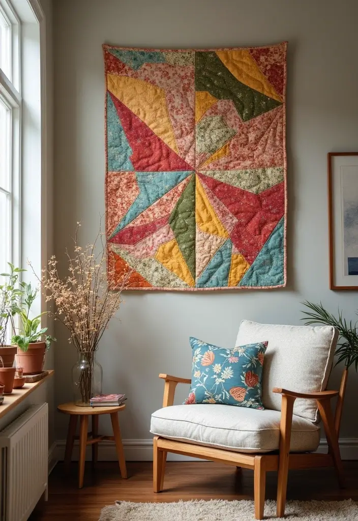 27+ Wall Design Ideas That Add Personality to Your Home - 9. Quilted Fabric Wall Art