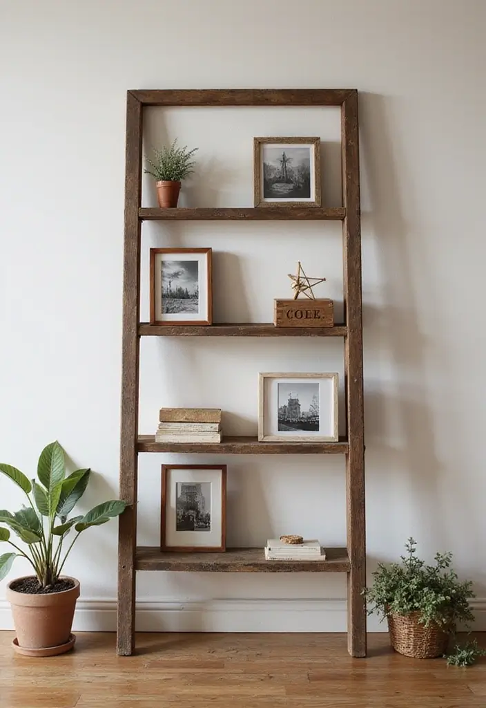 27+ Wall Photo Frame Ideas for Creative Displays - 18. DIY Frame Ladder
