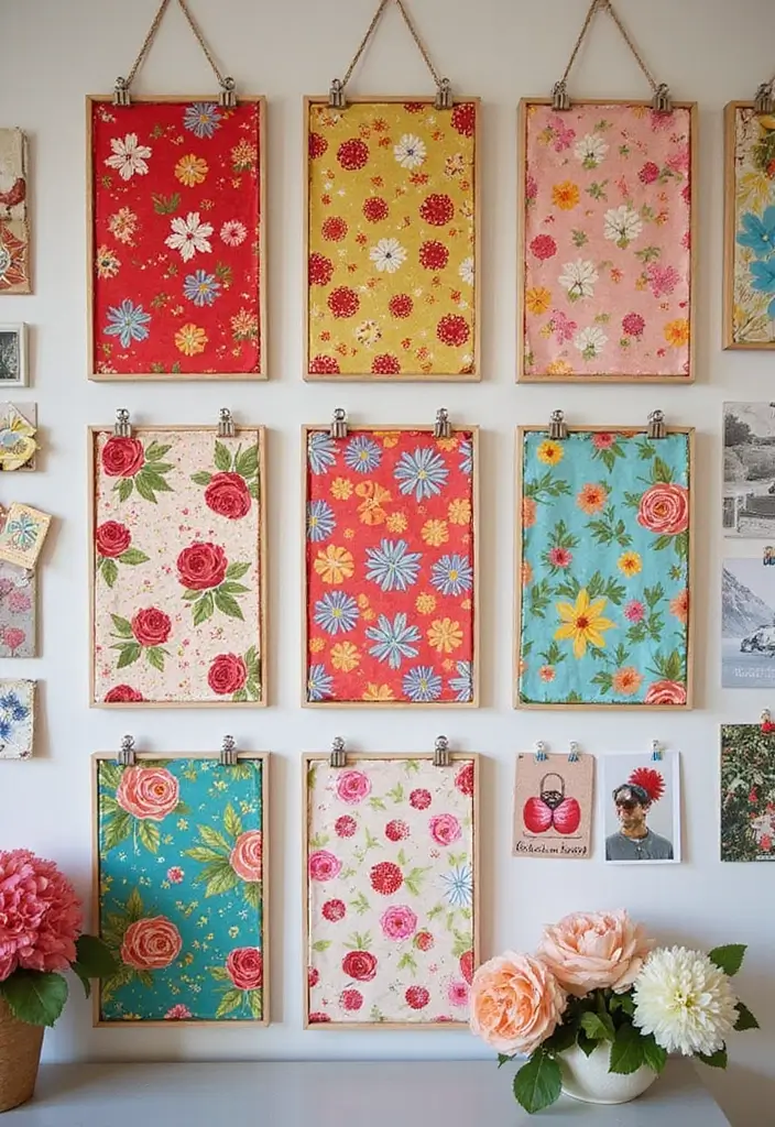 27+ Wall Photo Frame Ideas for Creative Displays - 2. Framed Fabric Panels