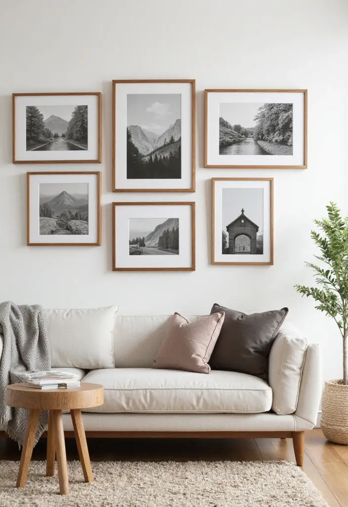 27+ Wall Photo Frame Ideas for Creative Displays - 4. Geometric Wooden Frames