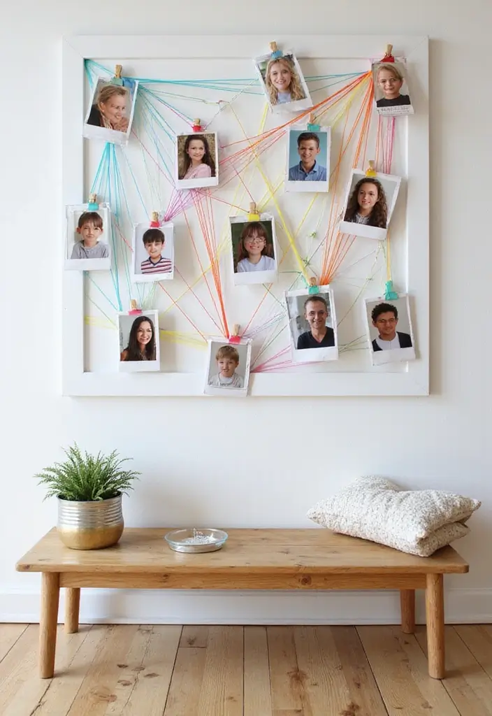 27+ Wall Photo Frame Ideas for Creative Displays - 9. String Art Photo Displays
