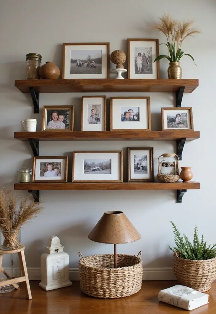 27+ Wall Shelf Ideas That Balance Beauty and Function - 20. Personalized Photo Shelves