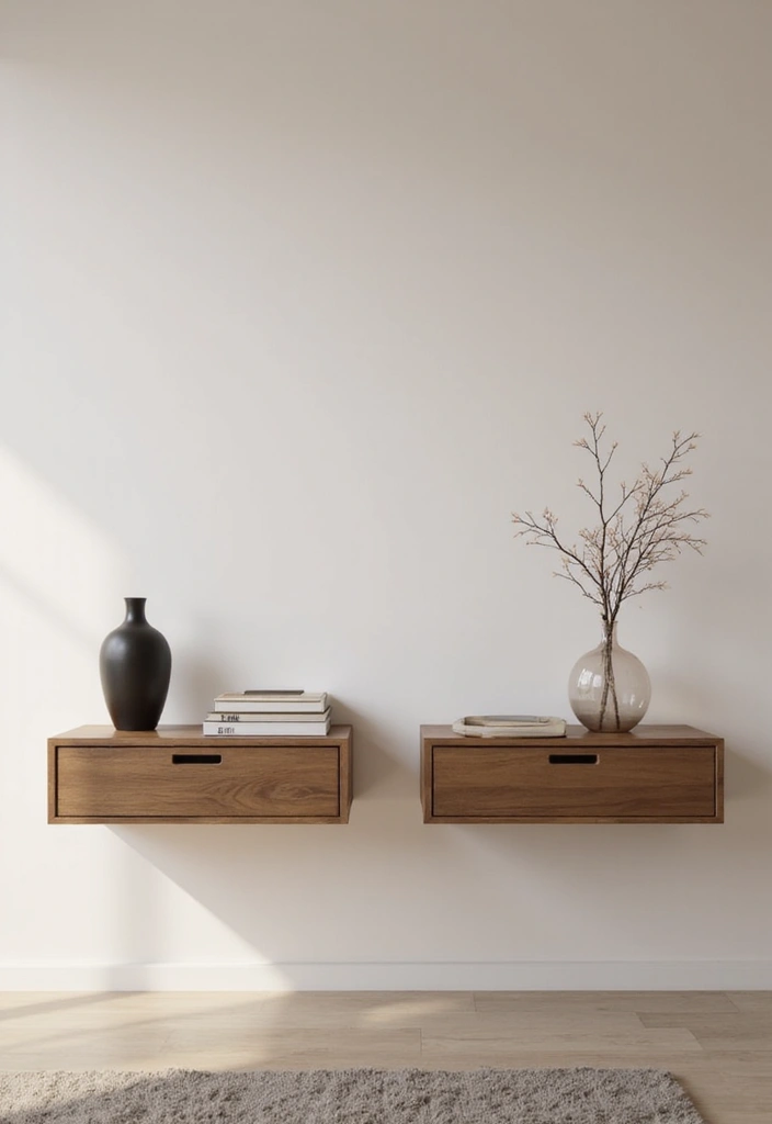 27+ Wall Shelf Ideas That Balance Beauty and Function - 27. Elegant Floating Nightstands