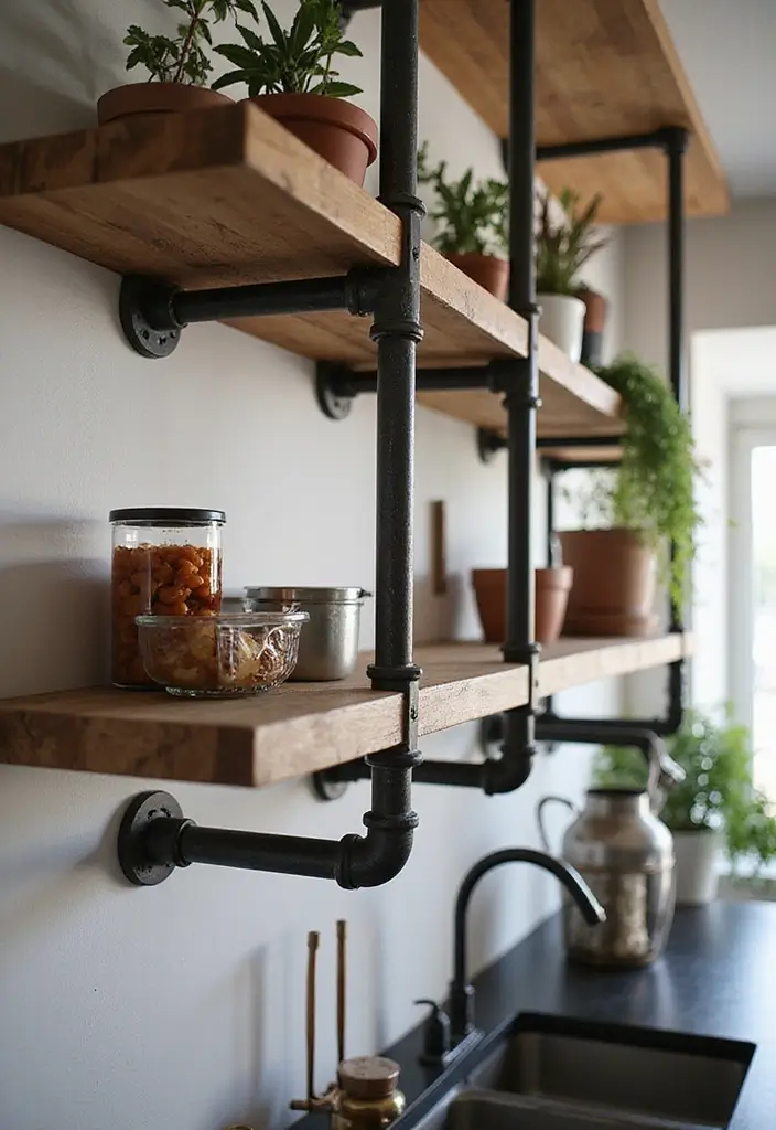 27+ Wall Shelf Ideas That Balance Beauty and Function - 4. Industrial Pipe Shelves