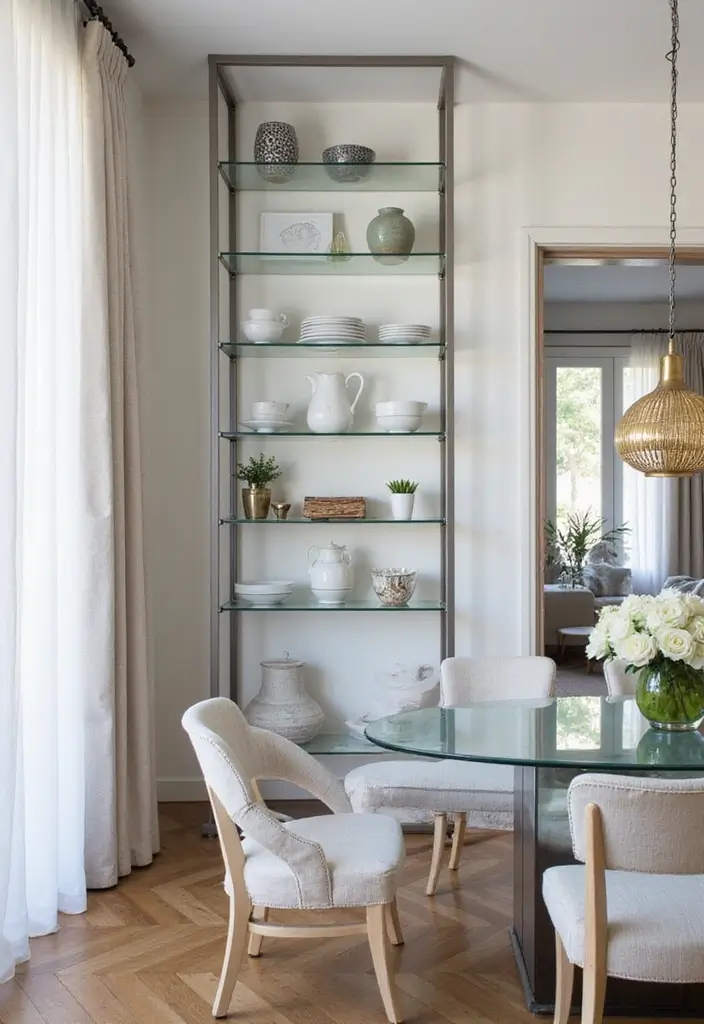 27+ Wall Shelf Ideas That Balance Beauty and Function - 7. Glass and Steel Mix