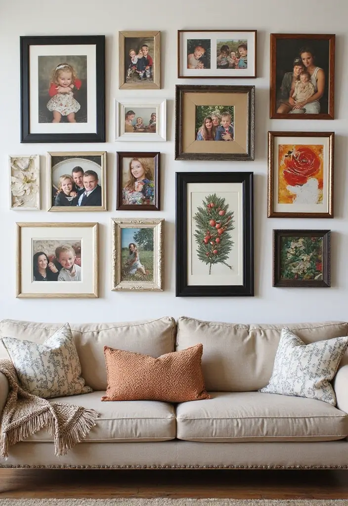 28+ Above Couch Wall Decor Inspirations You Must Try - 1. Eclectic Gallery Wall