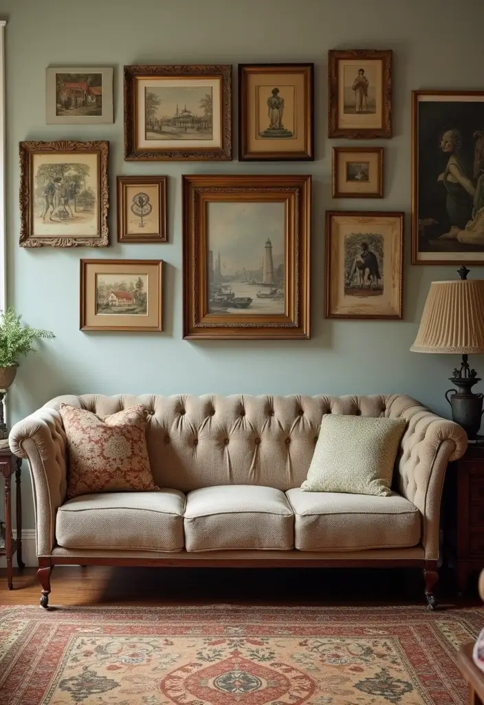 28+ Above Couch Wall Decor Inspirations You Must Try - 6. Vintage Finds