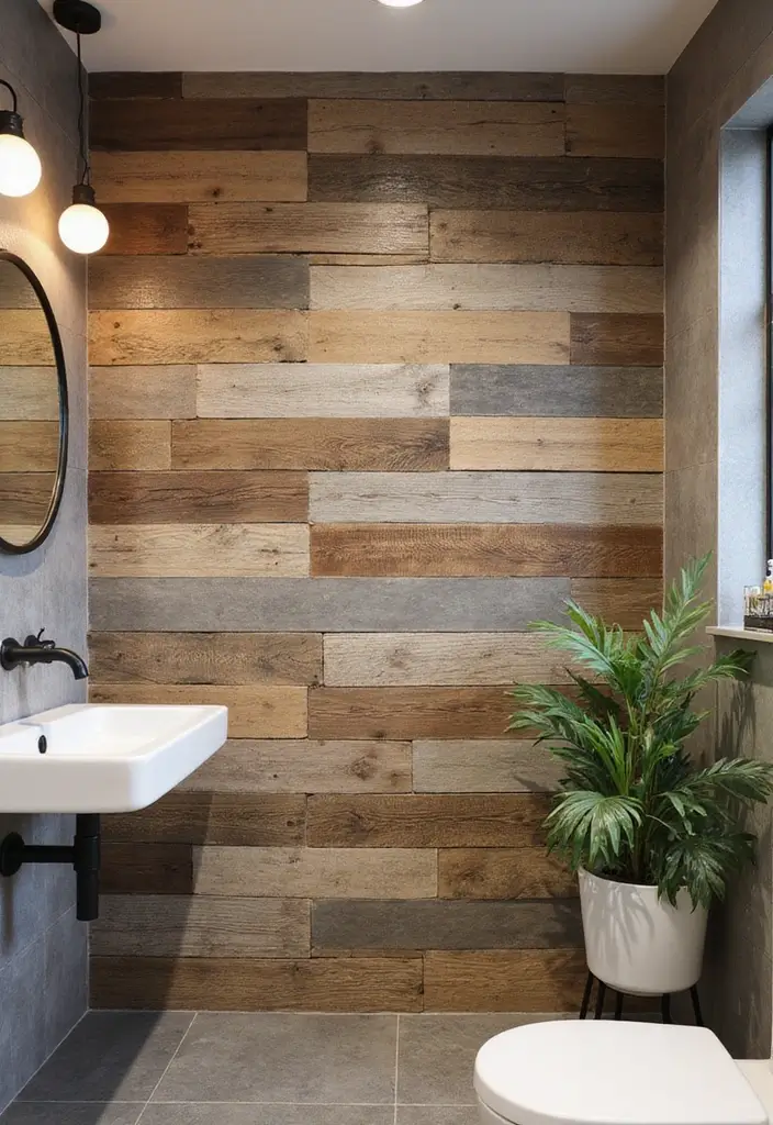 28+ Bathroom Wall Ideas That Balance Style and Function - 1. Reclaimed Wood Panels
