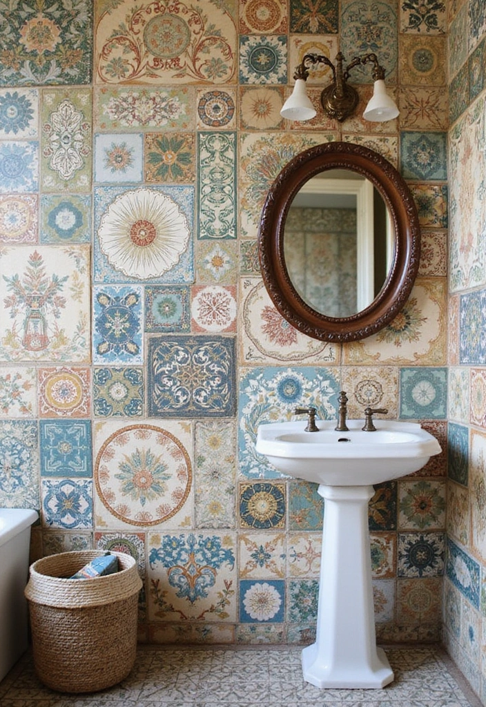 28+ Bathroom Wall Ideas That Balance Style and Function - 11. Vintage Tiles