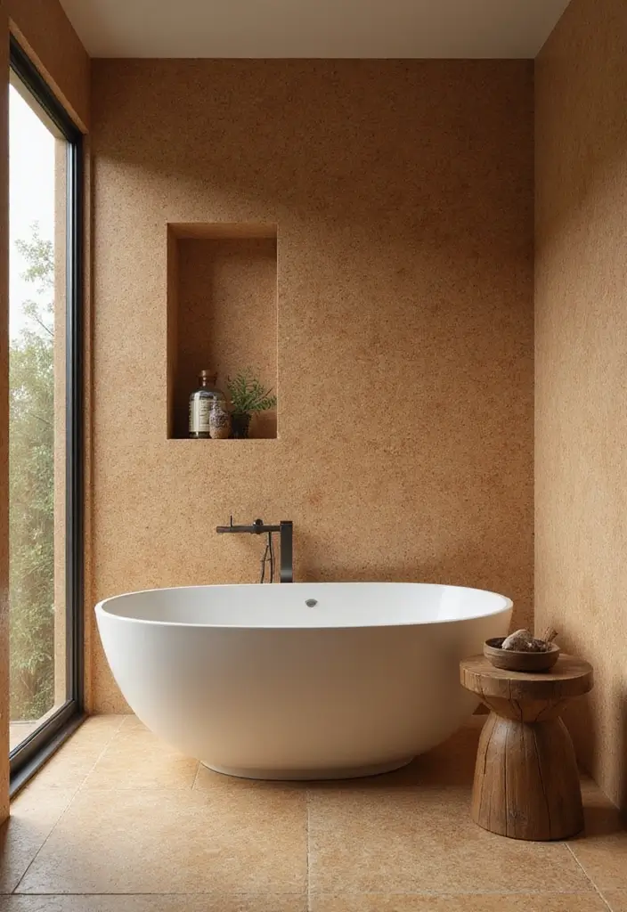 28+ Bathroom Wall Ideas That Balance Style and Function - 13. Sustainable Cork Walls