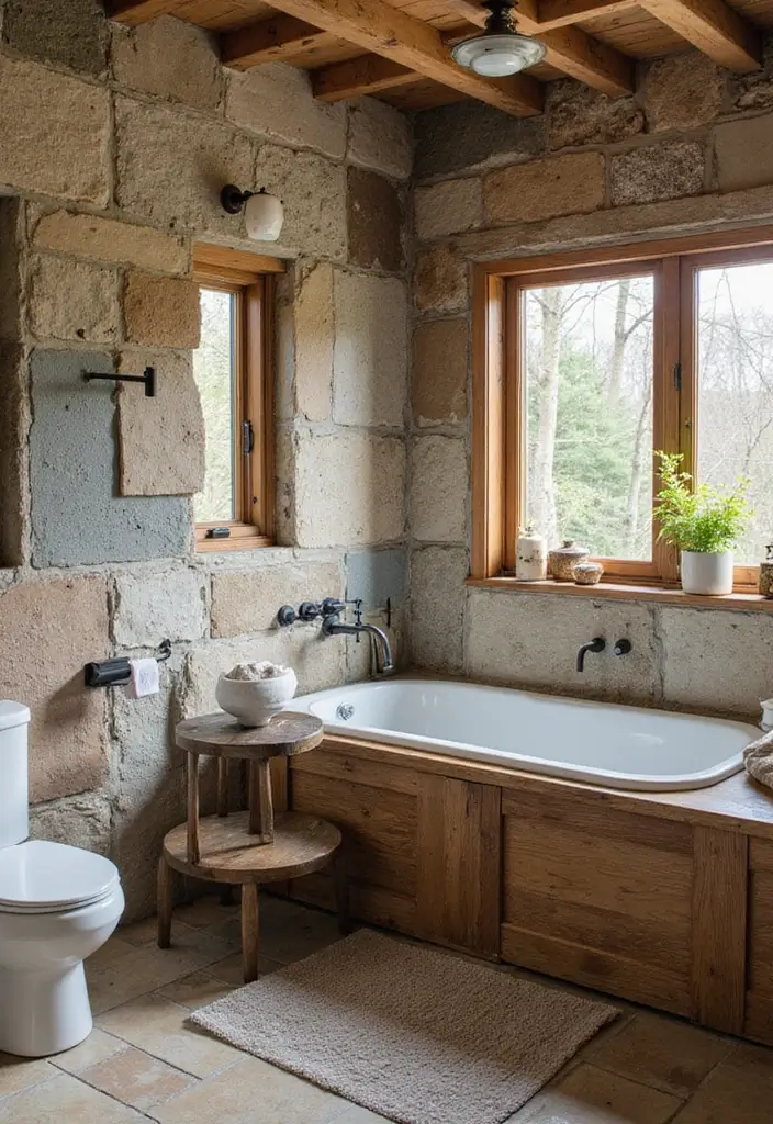 28+ Bathroom Wall Ideas That Balance Style and Function - 14. Upcycled Materials