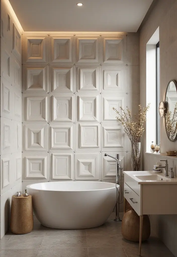 28+ Bathroom Wall Ideas That Balance Style and Function - 17. 3D Wall Panels