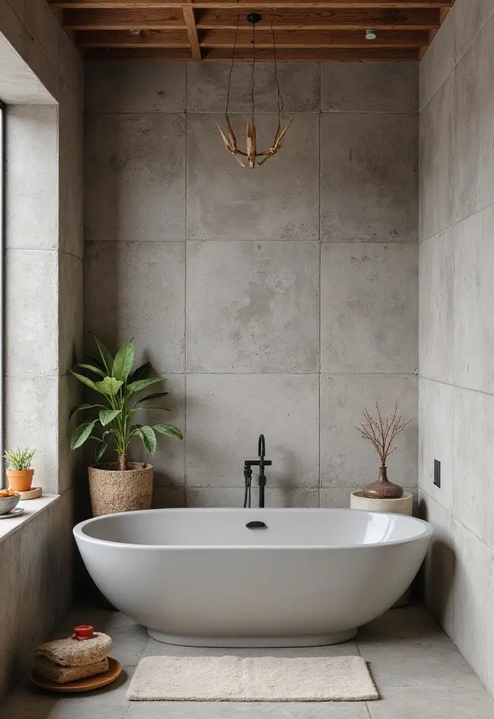 28+ Bathroom Wall Ideas That Balance Style and Function - 18. Concrete Walls