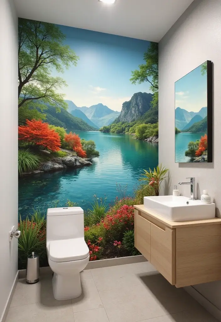 28+ Bathroom Wall Ideas That Balance Style and Function - 20. Artistic Murals
