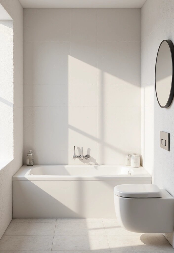 28+ Bathroom Wall Ideas That Balance Style and Function - 21. Minimalist White Walls