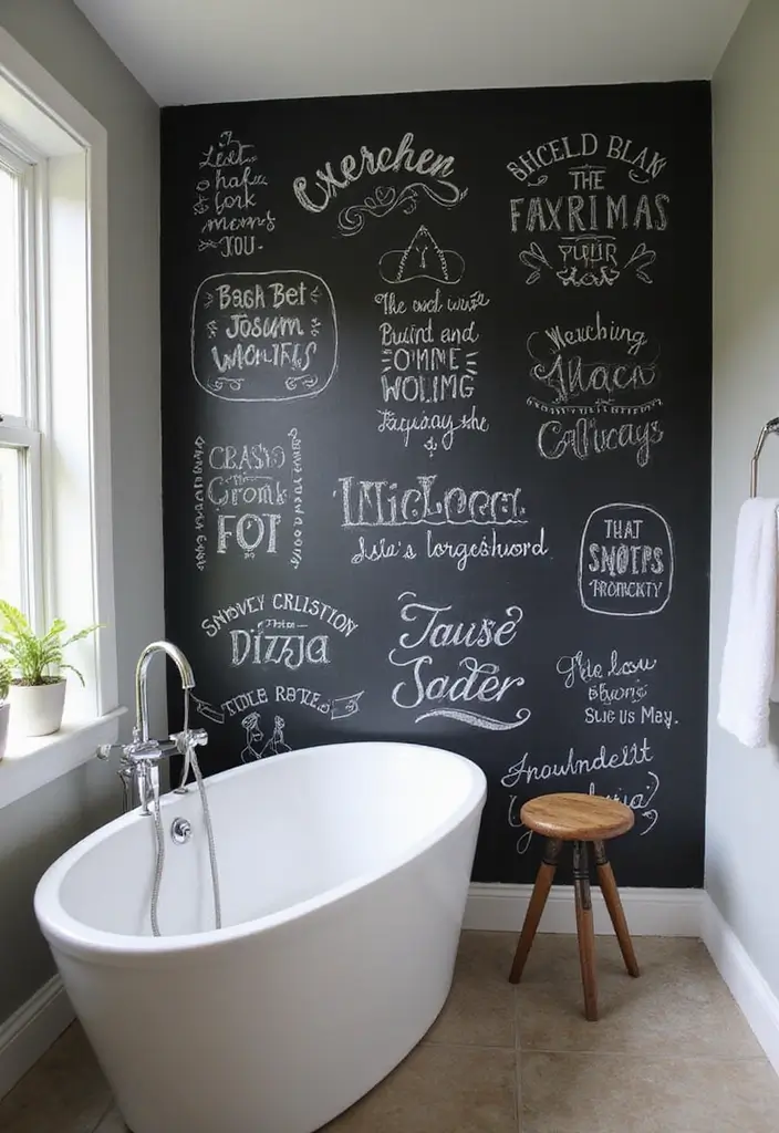 28+ Bathroom Wall Ideas That Balance Style and Function - 27. Chalkboard Walls