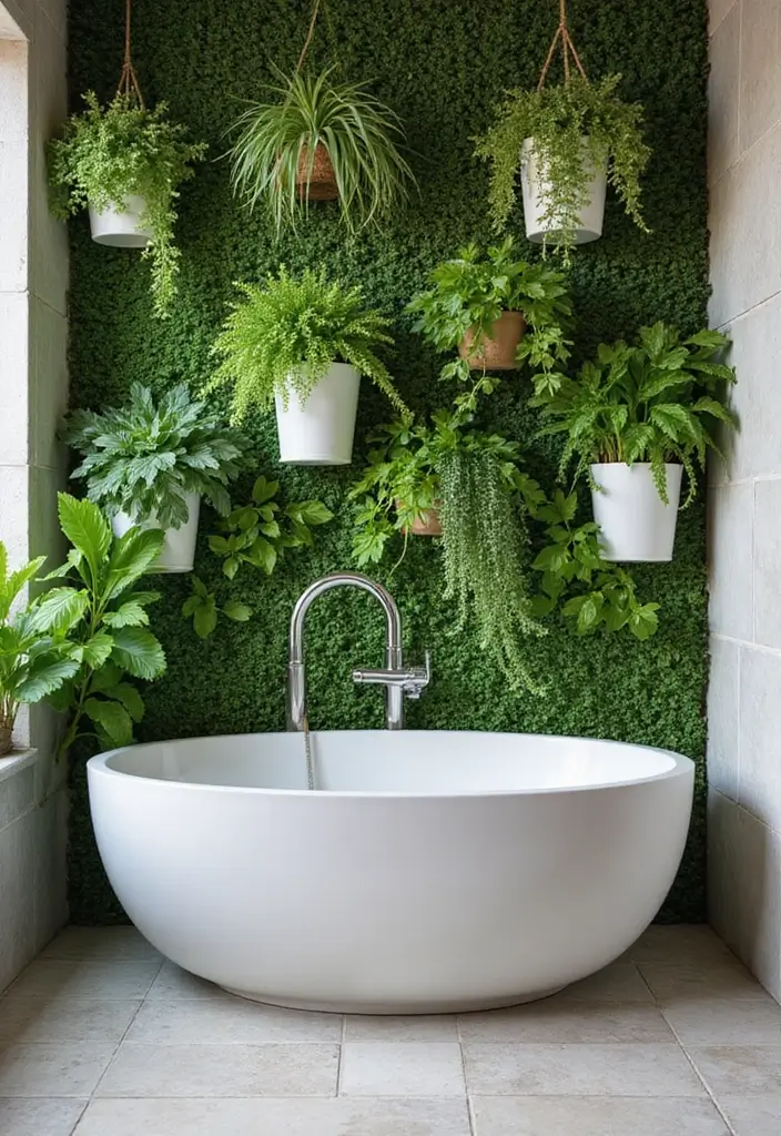 28+ Bathroom Wall Ideas That Balance Style and Function - 4. Vertical Garden Walls