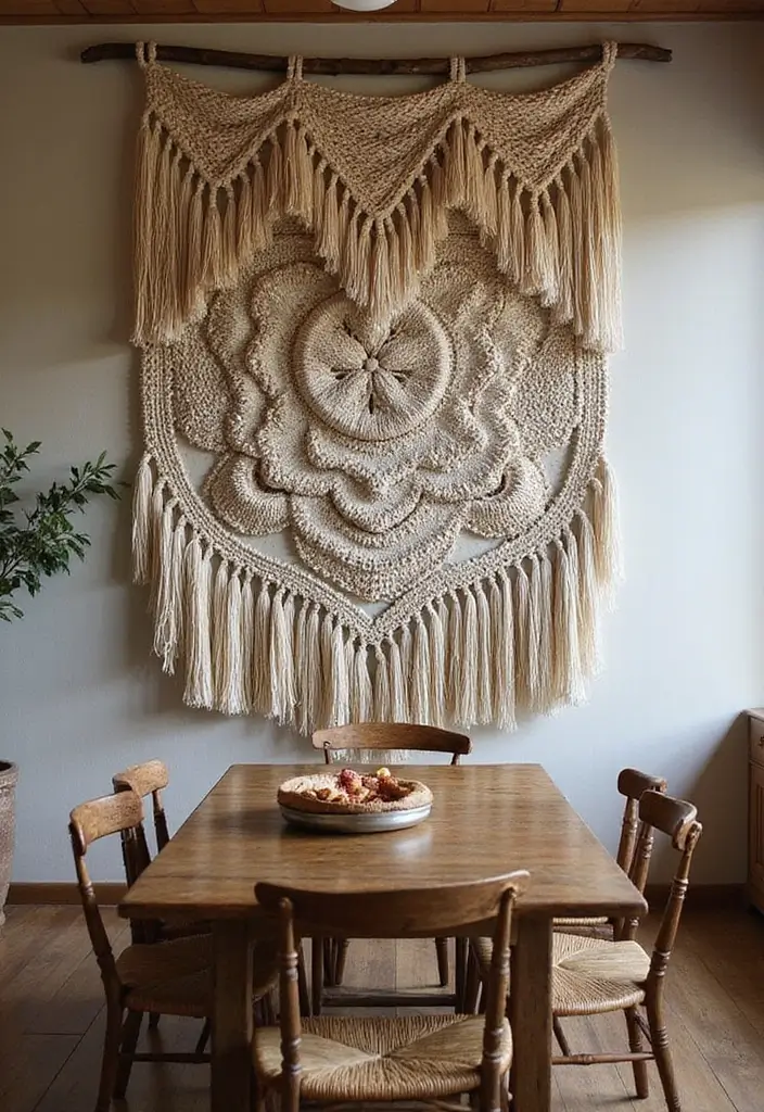 28+ Dining Room Wall Decor Ideas for Elegant Meals - 12. Woven Wall Hangings