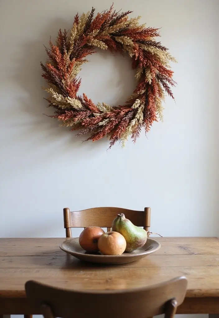 28+ Dining Room Wall Decor Ideas for Elegant Meals - 22. Seasonal Wreaths