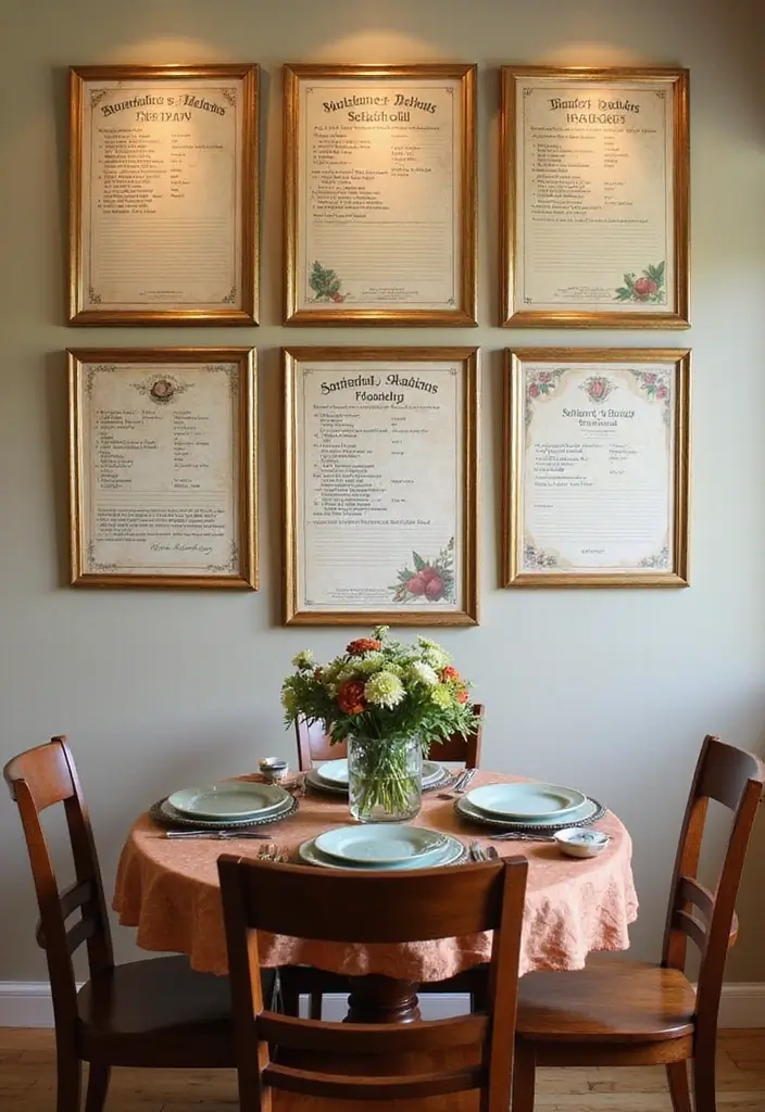 28+ Dining Room Wall Decor Ideas for Elegant Meals - 26. Family Recipe Wall Art