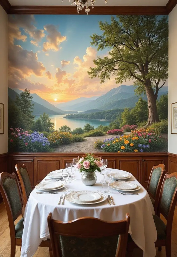 28+ Dining Room Wall Decor Ideas for Elegant Meals - 4. Hand-Painted Murals