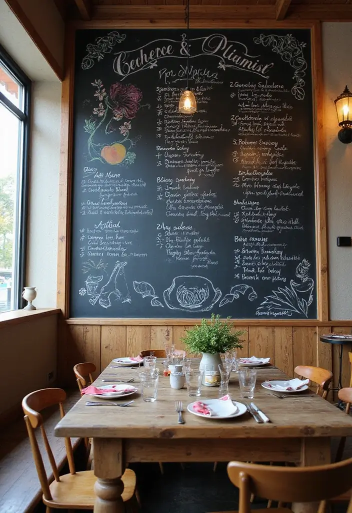 28+ Dining Room Wall Decor Ideas for Elegant Meals - 5. Chalkboard Wall
