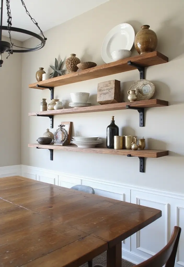 28+ Dining Room Wall Decor Ideas for Elegant Meals - 6. Floating Shelves