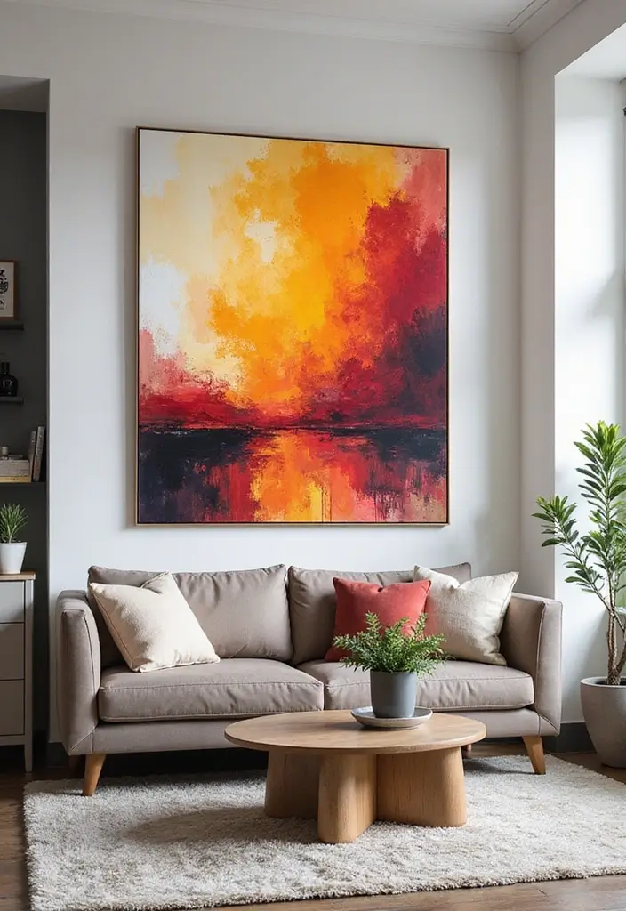 28+ Living Room Wall Decor Ideas That Wow Guests - 4. Bold Canvas Art