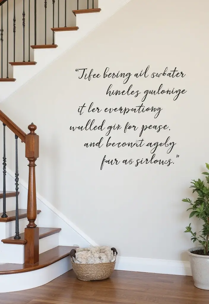 28+ Staircase Wall Designs That Make a Statement - 10. Inspirational Quotes