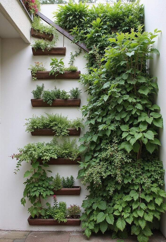 28+ Staircase Wall Designs That Make a Statement - 15. Vertical Garden